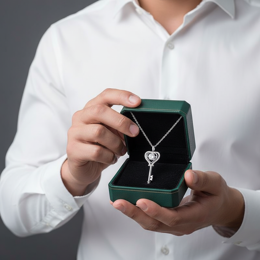 Heart Key 1.0 ct Diamond Option Necklace