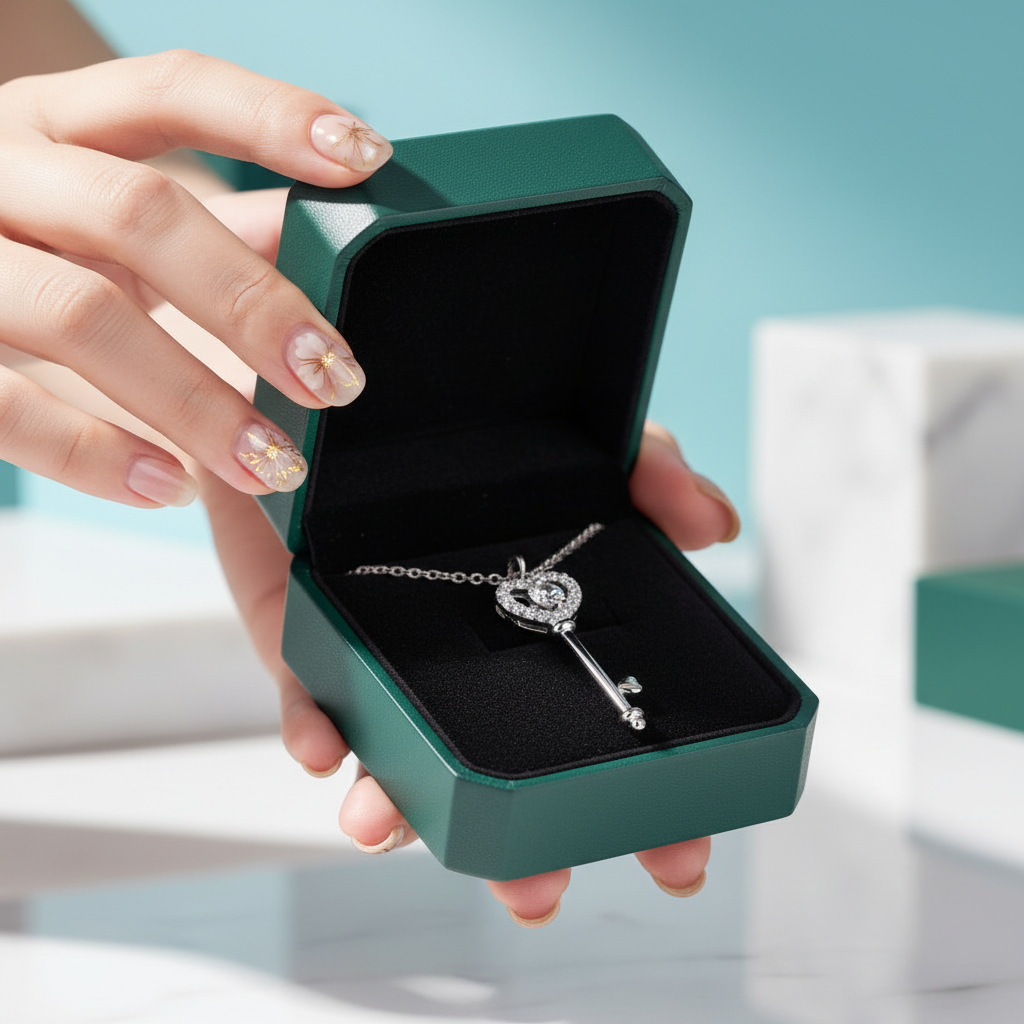 Heart & Key Diamond Option Necklace - Evani Naomi Jewelry