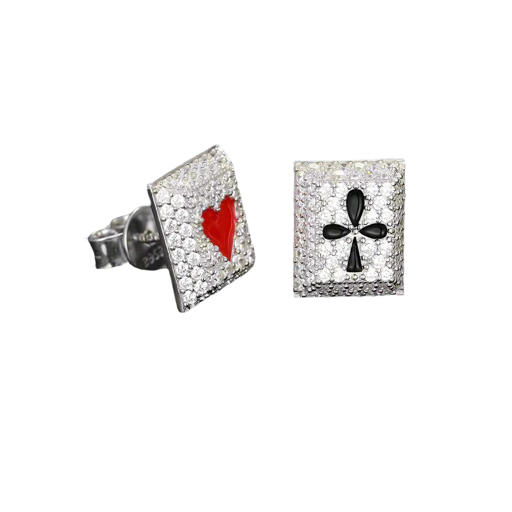 Heart and Club Diamond Rectangle Earrings-Evani Naomi Jewelry