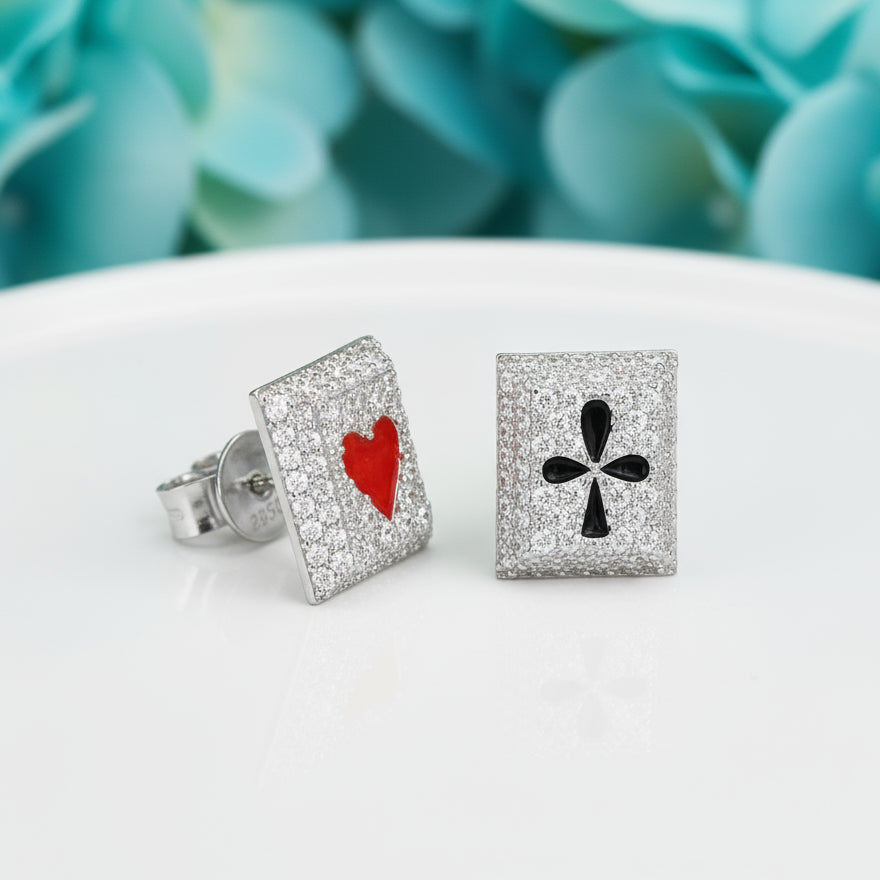Heart and Club Diamond Rectangle Earrings-Evani Naomi Jewelry