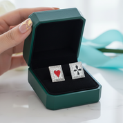 Heart and Club Diamond Option Rectangle Earrings