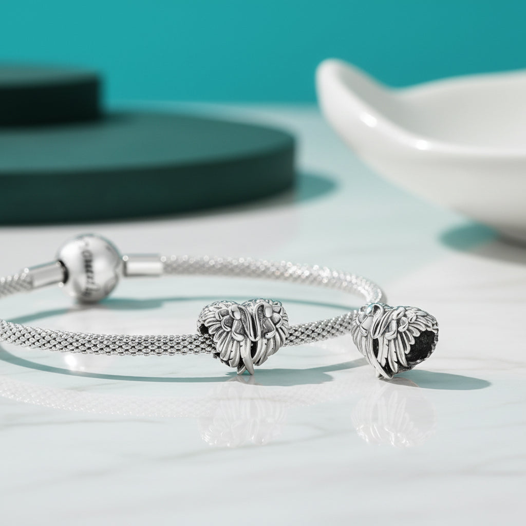 Heart of an Angel Wing Charm-Evani Jewelry