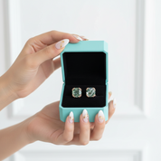 Beaded Promise- Unique Round Cut Moss Agate Claw Prongs Studs Earrings