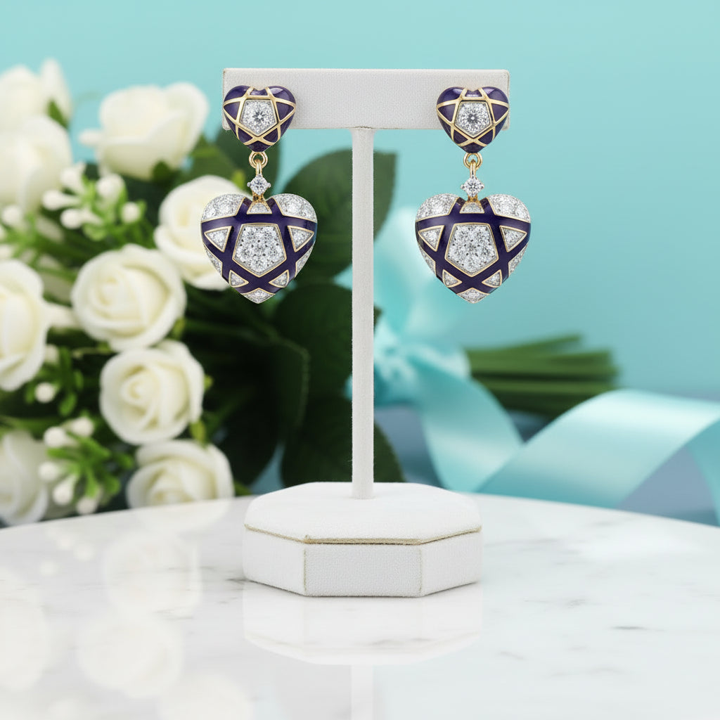 Heart to Heart & Star Stud Earrings-Evani Jewelry