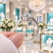 Heart Cut Diamond Option with Halo Engagement Ring in White Gold