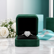 Heart Cut Diamond Option with Halo Engagement Ring in White Gold