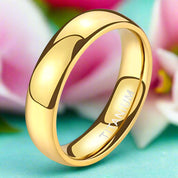 High Polished Domed Unisex Yellow Gold Titanium Wedding Band-Evani Naomi Jewelry