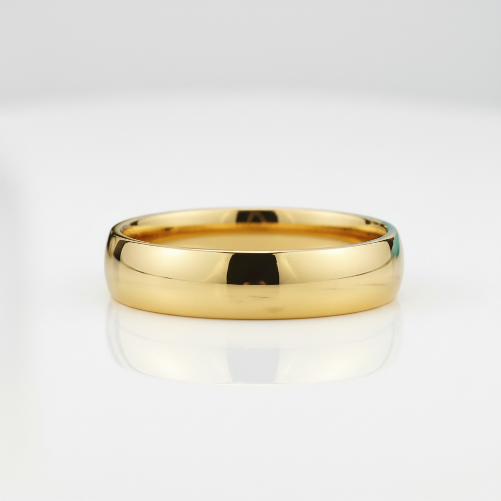 High Polished Domed Unisex Yellow Gold Titanium Wedding Band - Evani Naomi Jewelry