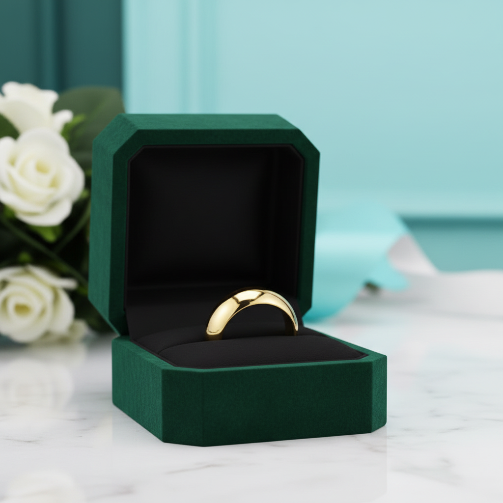 High Polished Domed Unisex Yellow Gold Titanium Wedding Band - Evani Naomi Jewelry