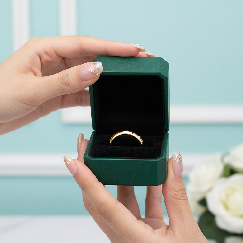 High Polished Domed Unisex Yellow Gold Titanium Wedding Band - Evani Naomi Jewelry