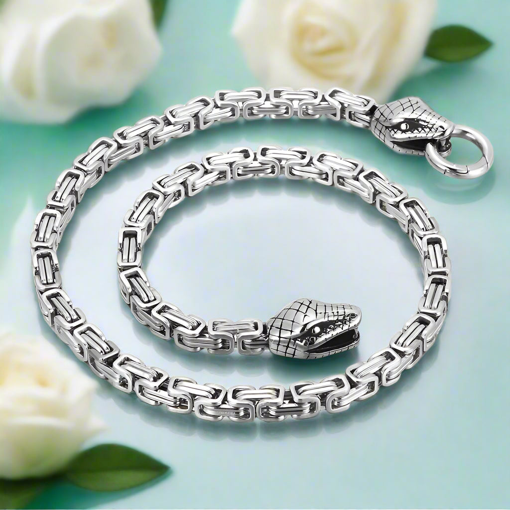 Hip Hop 6mm Bicycle Chain Snake Head Men's Necklace-Evani Naomi Jewelry