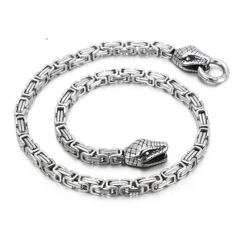 Hip Hop 6mm Bicycle Chain Snake Head Men's Necklace-Evani Naomi Jewelry