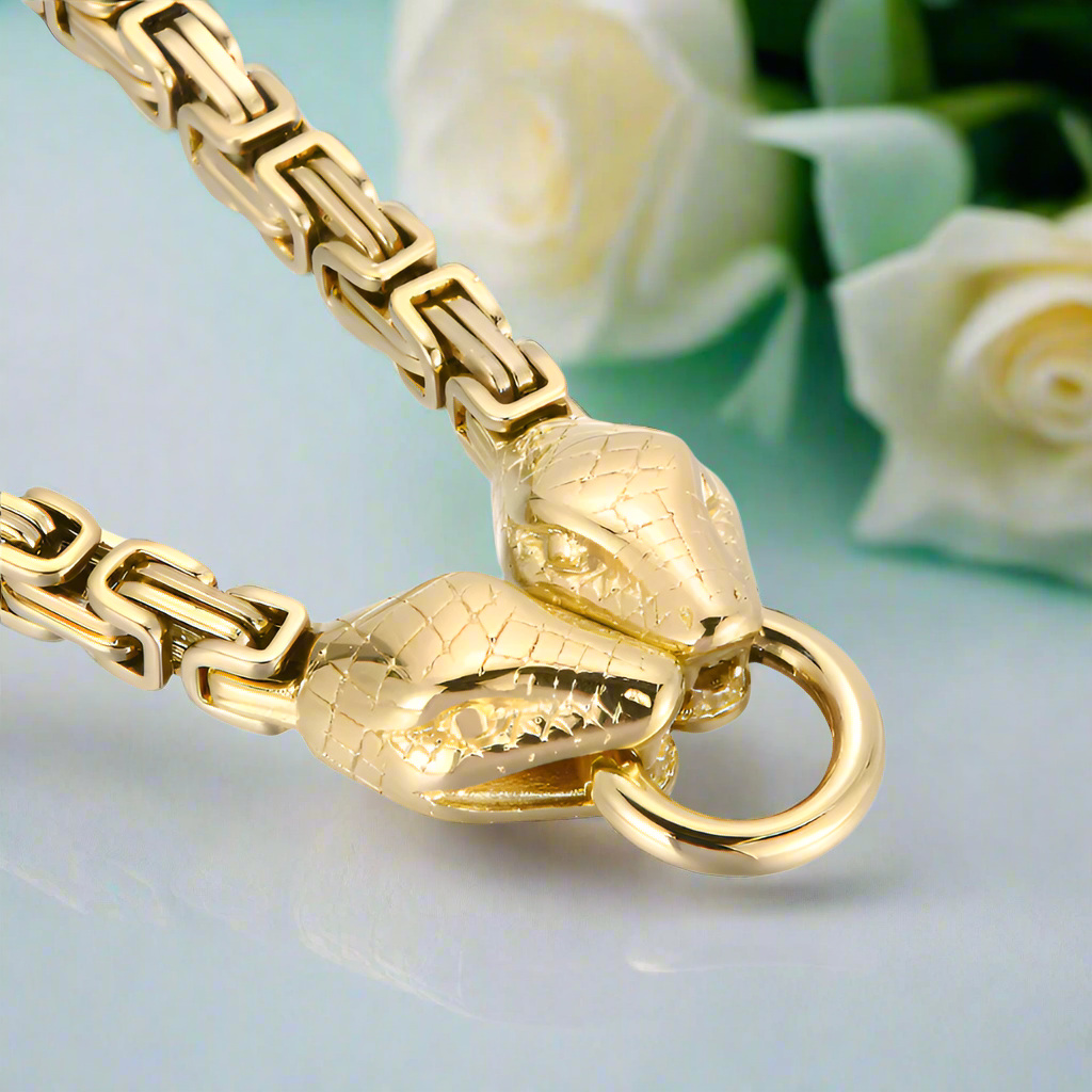 Hip Hop 6mm Bicycle Chain Snake Head Men's Necklace-Evani Naomi Jewelry