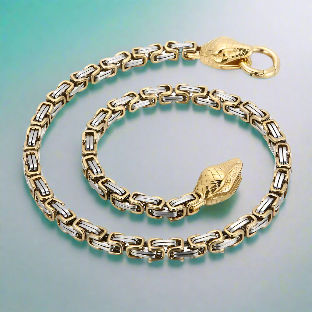 Hip Hop 6mm Bicycle Chain Snake Head Men's Necklace-Evani Naomi Jewelry