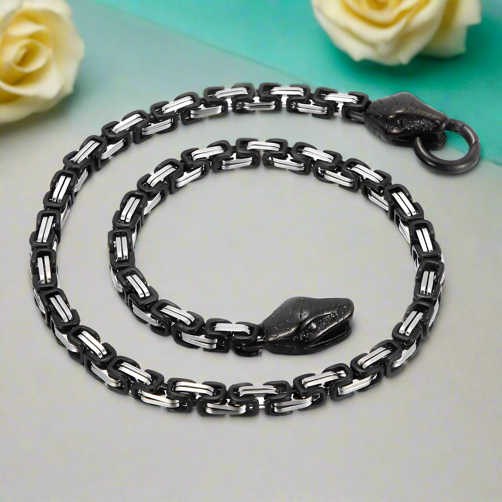 Hip Hop 6mm Bicycle Chain Snake Head Men's Necklace-Evani Naomi Jewelry