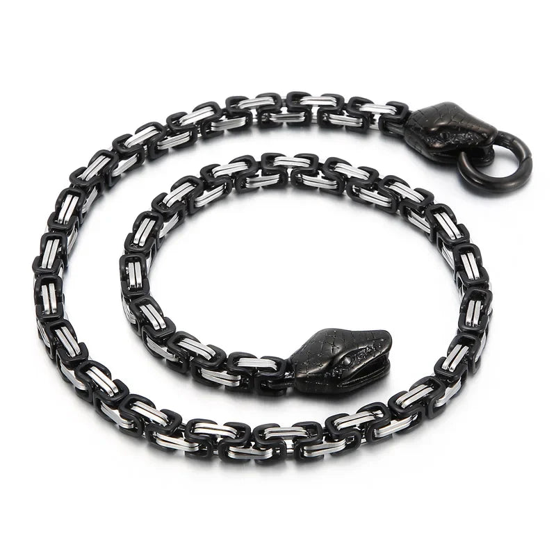 Hip Hop 6mm Bicycle Chain Snake Head Men's Necklace-Evani Naomi Jewelry