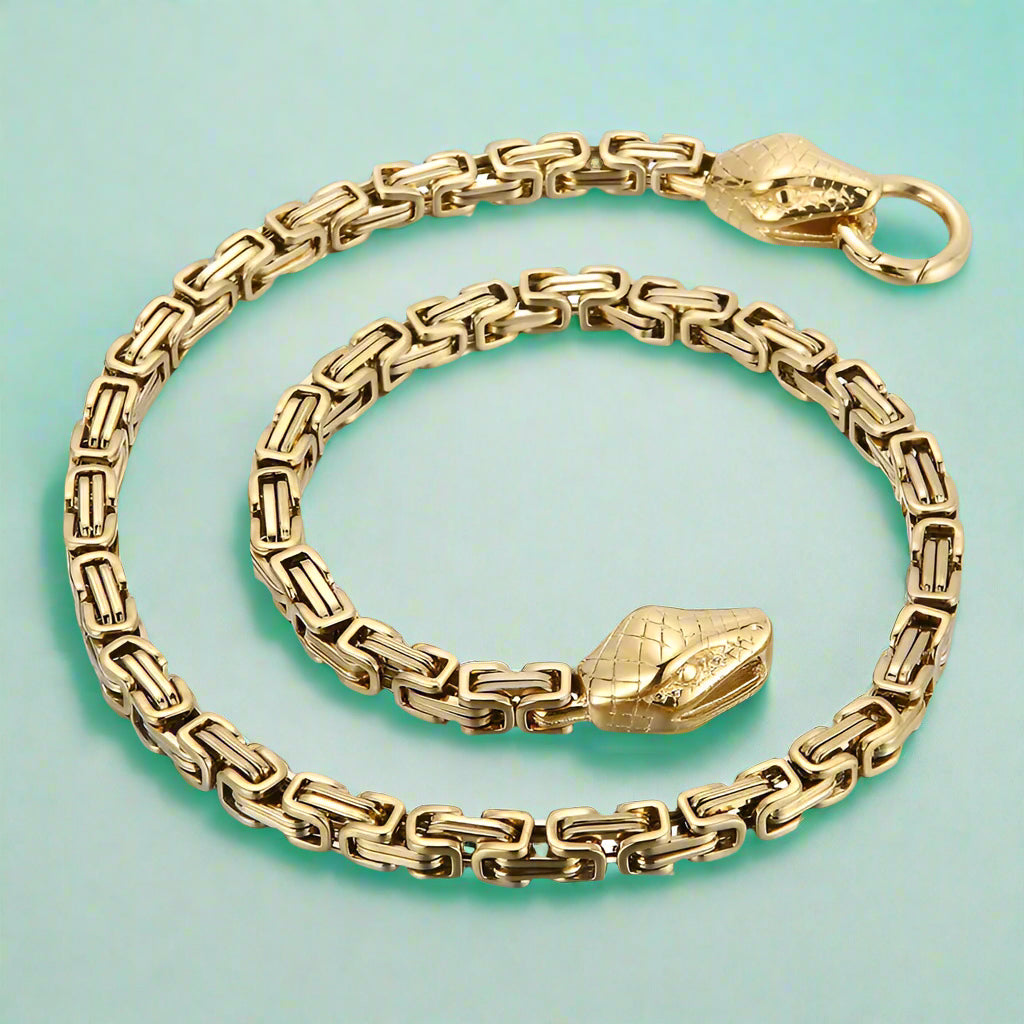 Hip Hop 6mm Bicycle Chain Snake Head Men's Necklace-Evani Naomi Jewelry