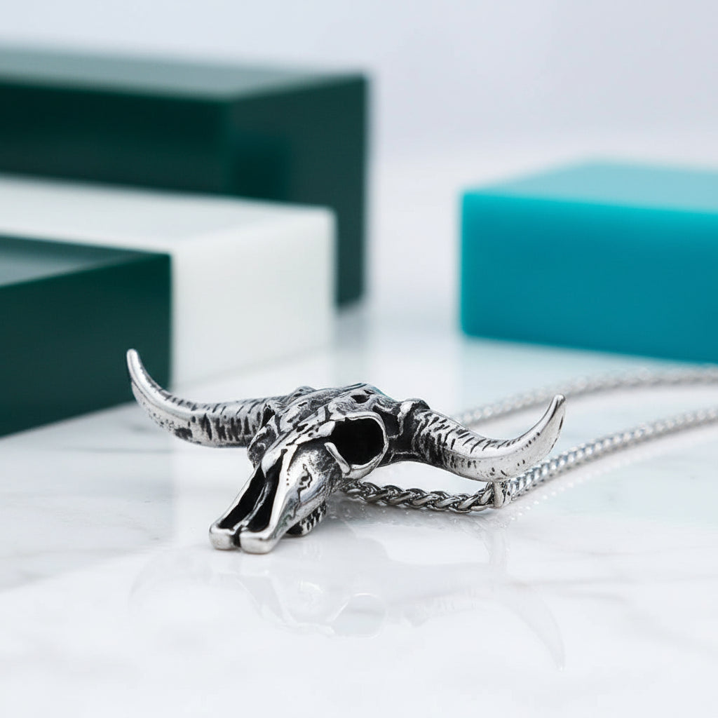 Hip Hop Bull Head Skull Necklace-Evani Jewelry