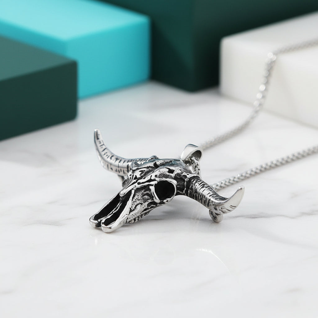 Hip Hop Bull Head Skull Necklace-Evani Jewelry
