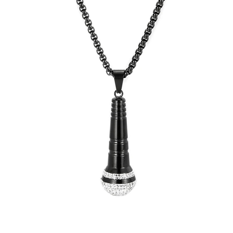 Hip-Hop Diamond Microphone Punk Necklace-Evani Naomi Jewelry