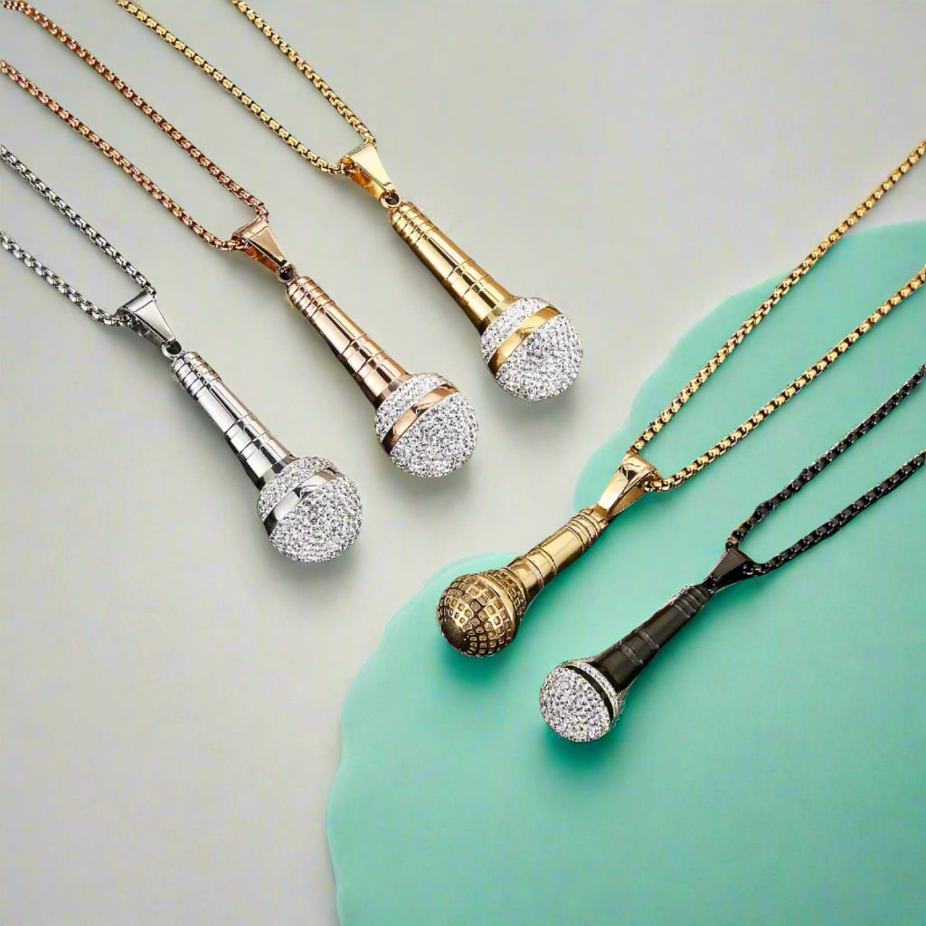 Hip-Hop Diamond Microphone Punk Necklace-Evani Naomi Jewelry