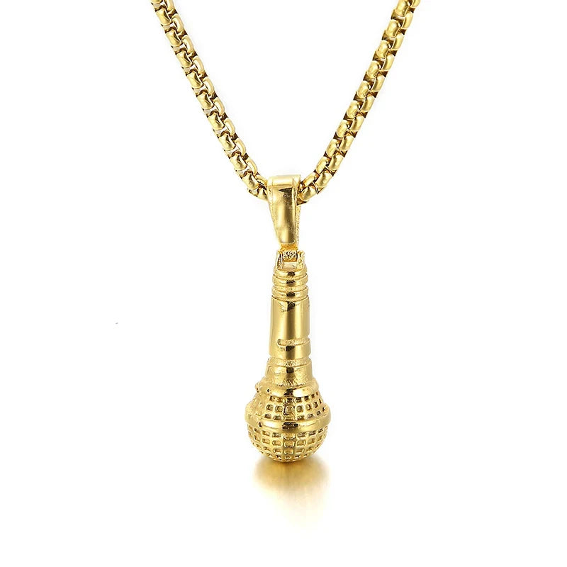 Hip-Hop Diamond Microphone Punk Necklace-Evani Naomi Jewelry