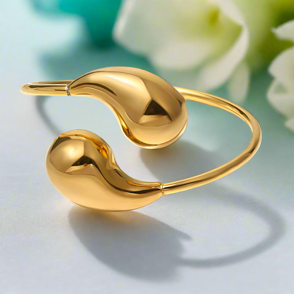 Hollow Water Drop Cuff Bracelet-Evani Naomi Jewelry