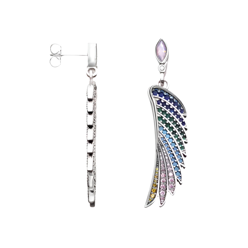 Hummingbird Wing Multi-colored Stones Earrings-Evani Naomi Jewelry