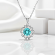 1.0 Ct Turquoise Flower Shaped Necklace-Evani Jewelry