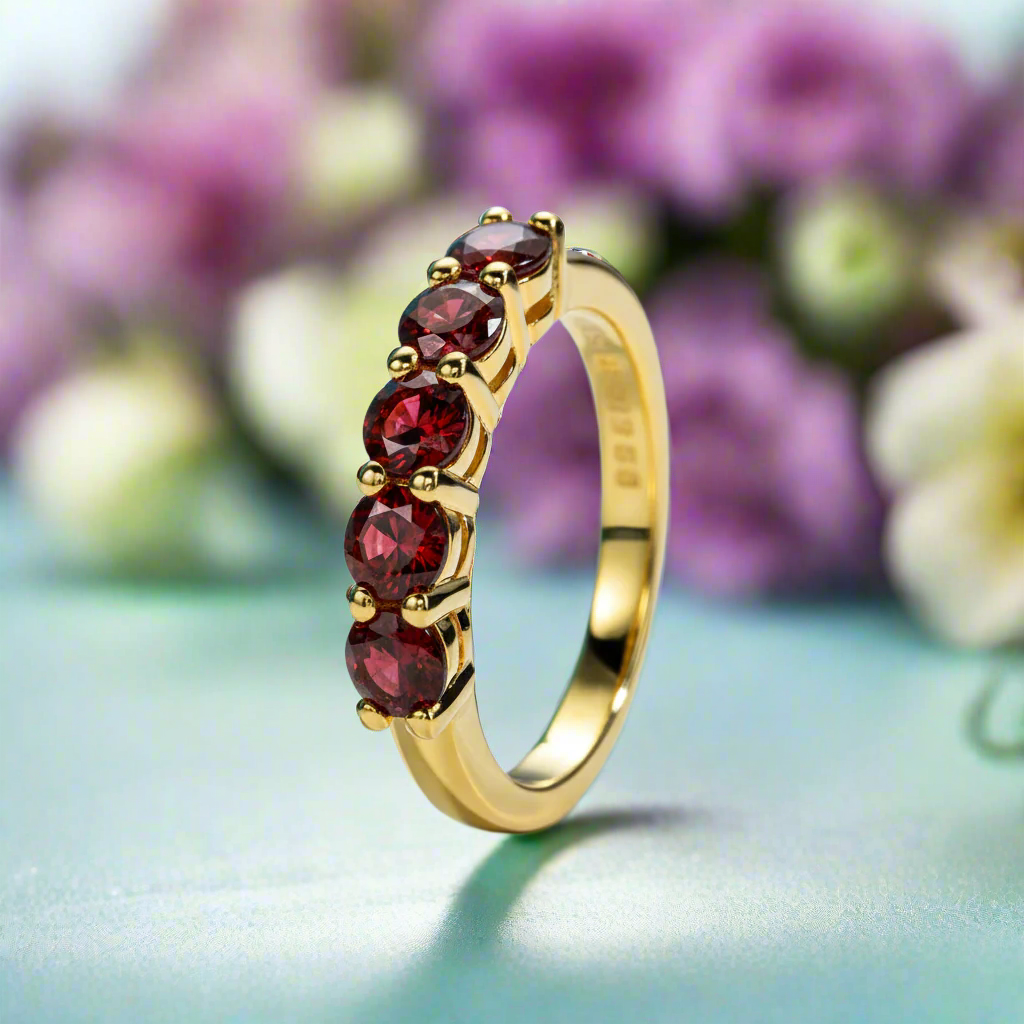 1.5 Cttw Round Diamond Ruby Wedding Band
