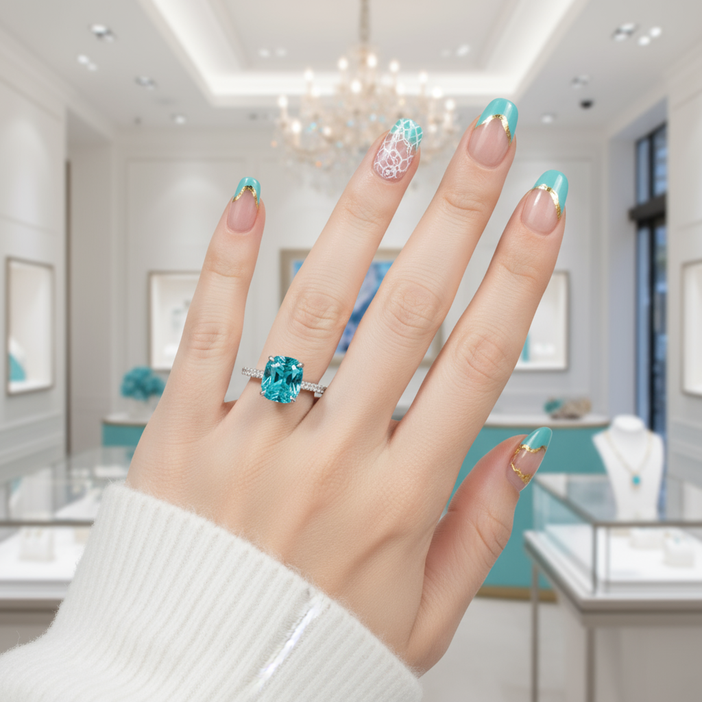 5.0 Ct Turquoise Cushion Cut Classic Engagement Ring-Evani Jewelry