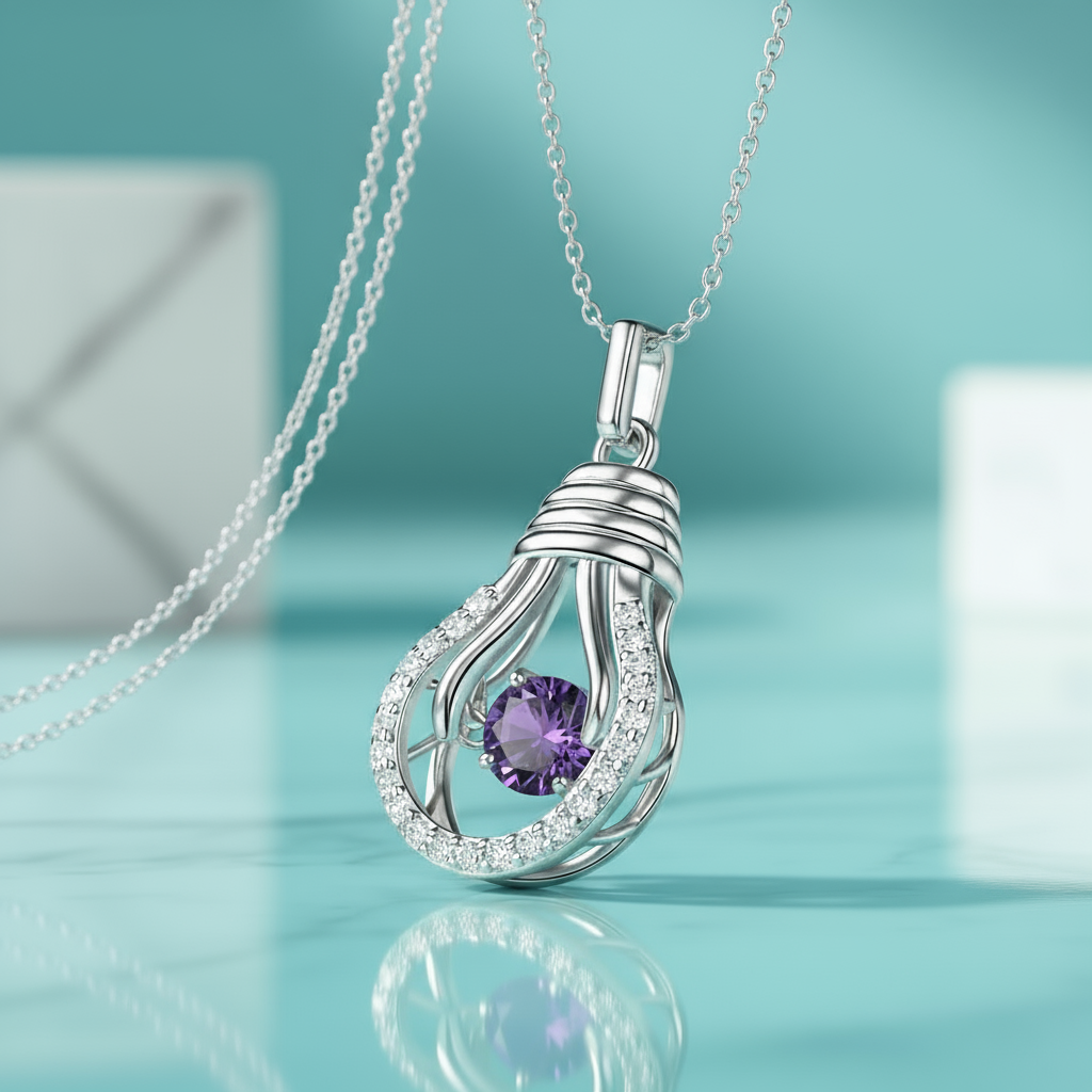 Dancing Brilliant Amethyst Bulb Necklace-Evani Jewelry