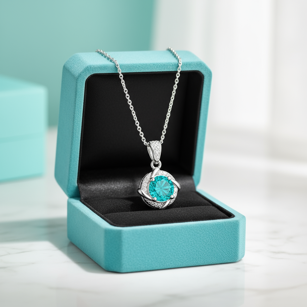 1.0 Ct Turquoise Clavicle Pendant Necklace-Evani Jewelry