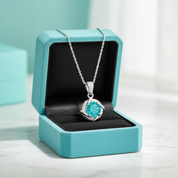 1.0 Ct Turquoise Clavicle Pendant Necklace-Evani Jewelry