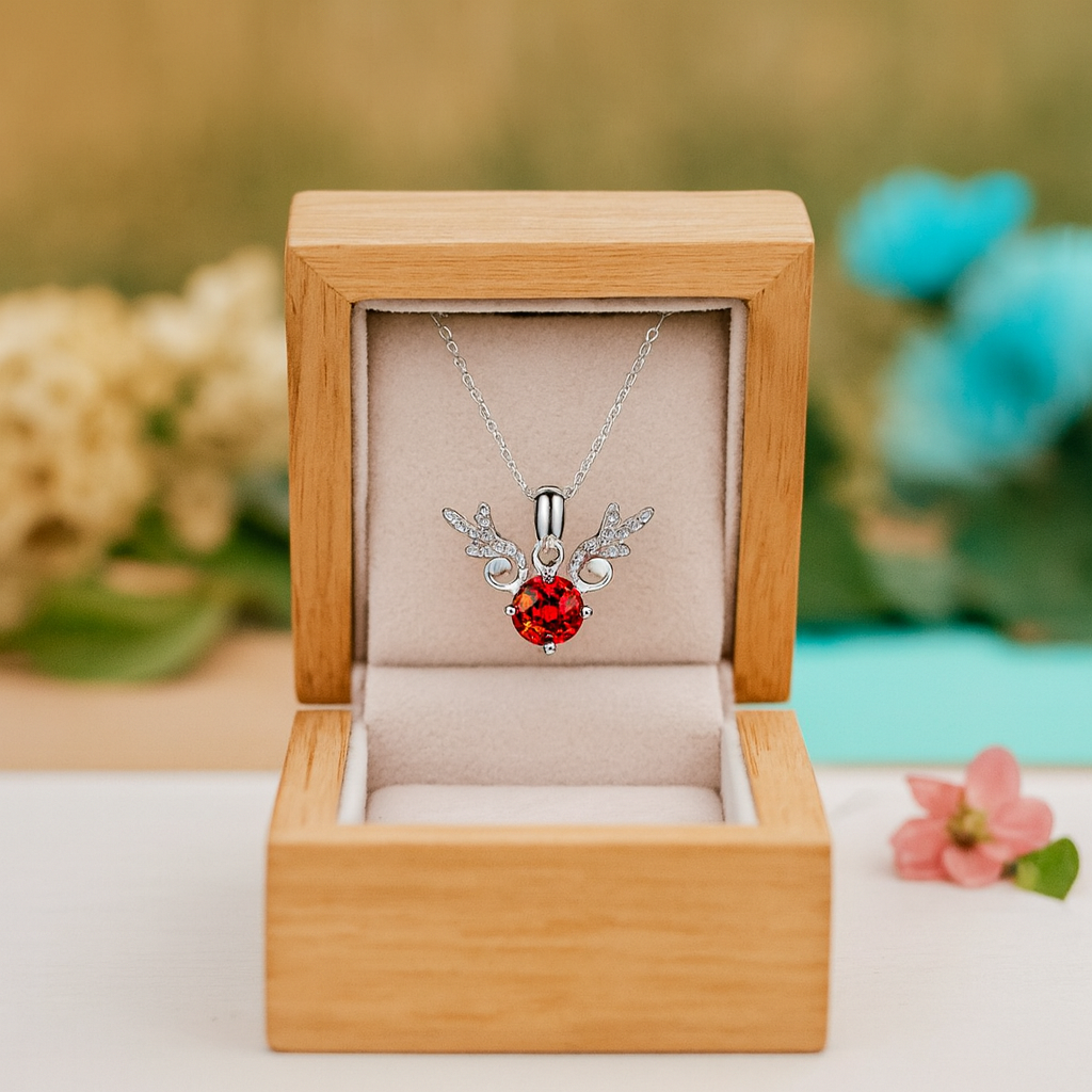 1.0 Ct Red Diamond Elk Pendant Necklace - Evani Naomi Jewelry