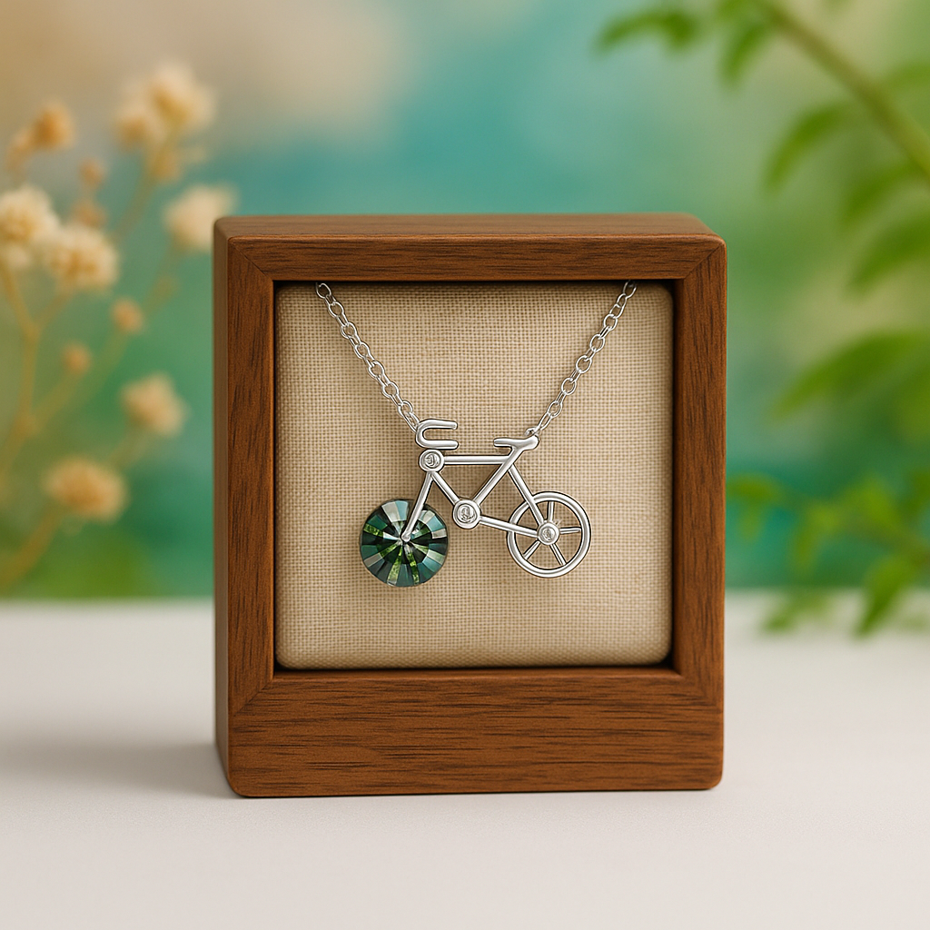 1.0 Ct Round Emerald Diamond Lovely Bicycle Necklace - Evani Naomi Jewelry