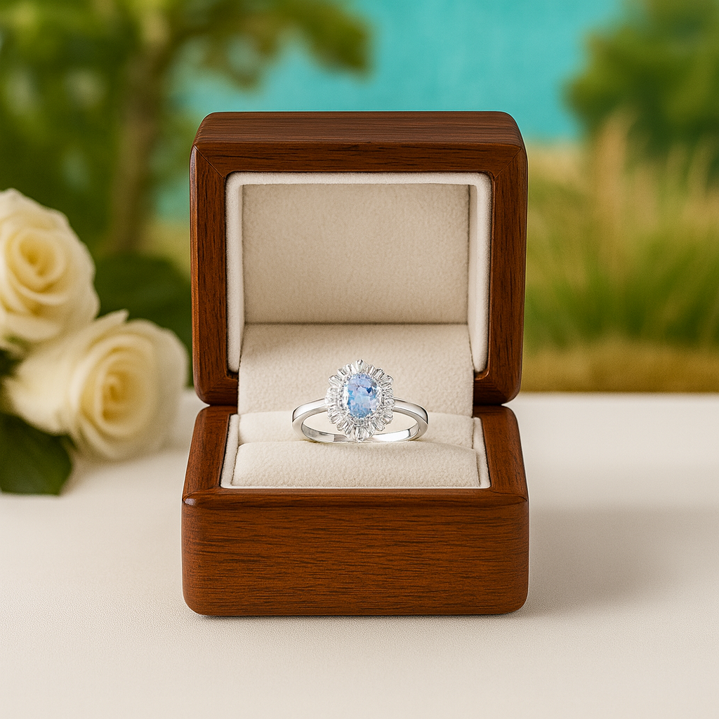 Vintage Oval-cut Aquamarine Diamond Jewelry Set - Evani Naomi Jewelry
