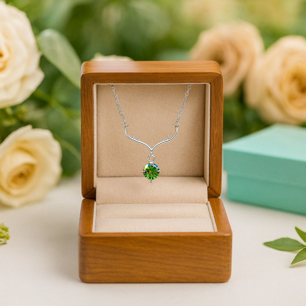 1.0 Ct Emerald Birthstone Deer Pendant Necklace-Evani Jewelry