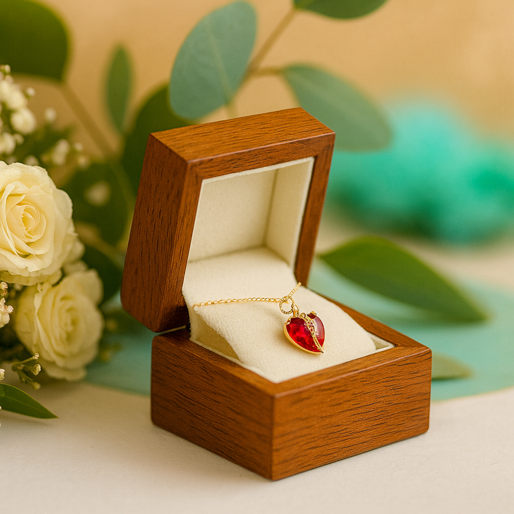 Ruby Red Diamond Heart Pendant - Evani Naomi Jewelry