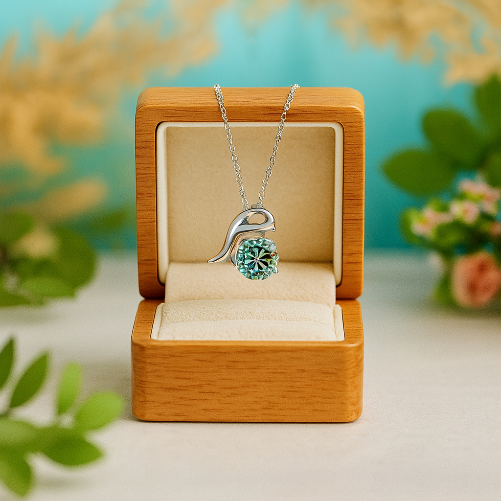 1.0 Ct Round Diamond Peridot Dolphin Pendant Necklace - Evani Naomi Jewelry
