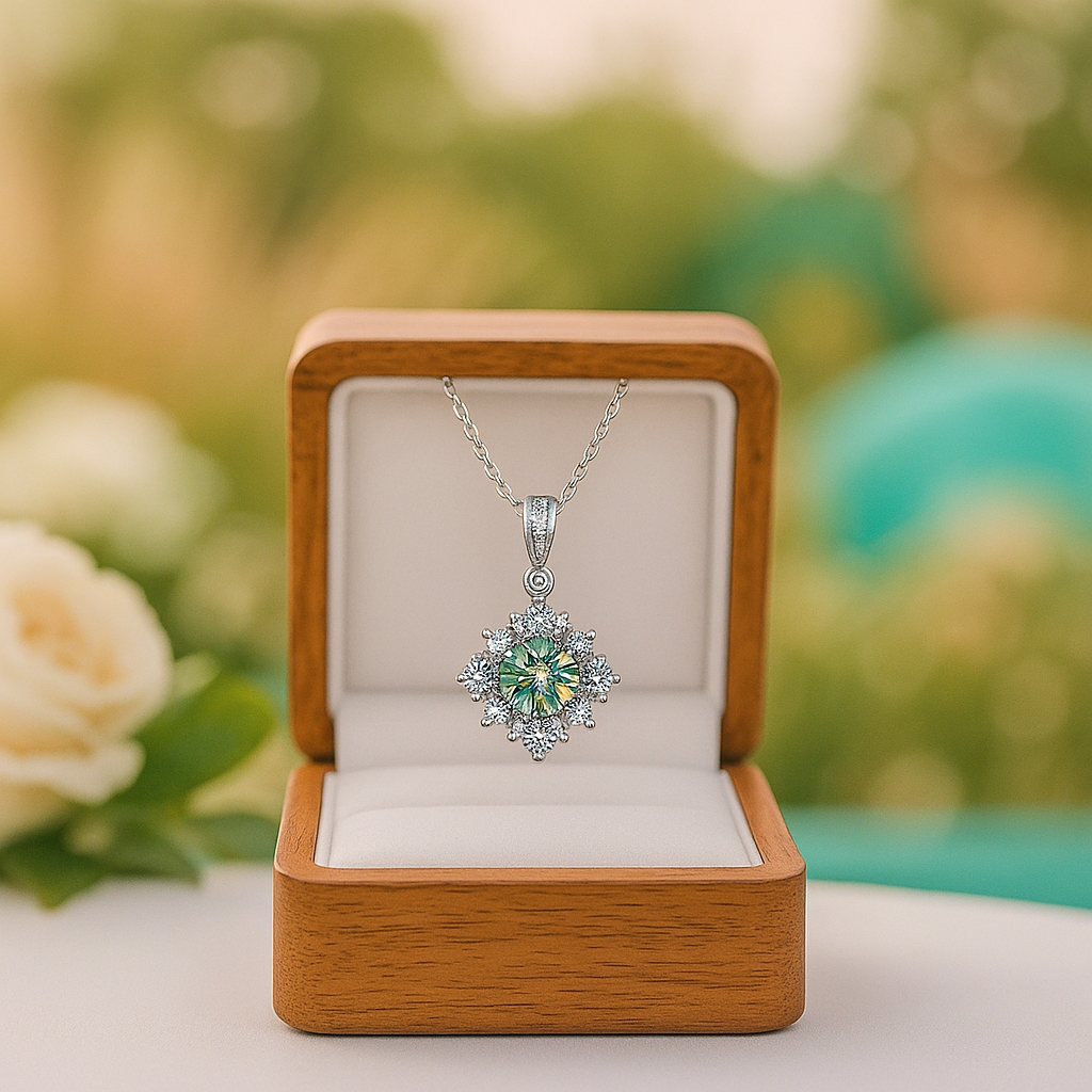 Classic 1.0 Ct Round Cut Peridot Birthstone Pendant Necklace - Evani Naomi Jewelry