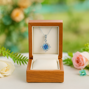 Classic 1.0 Ct Round Cut Diamond Sapphire Birthstone Pendant Necklace