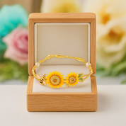 Enamel Sunflower and Bee Topaz Bracelet