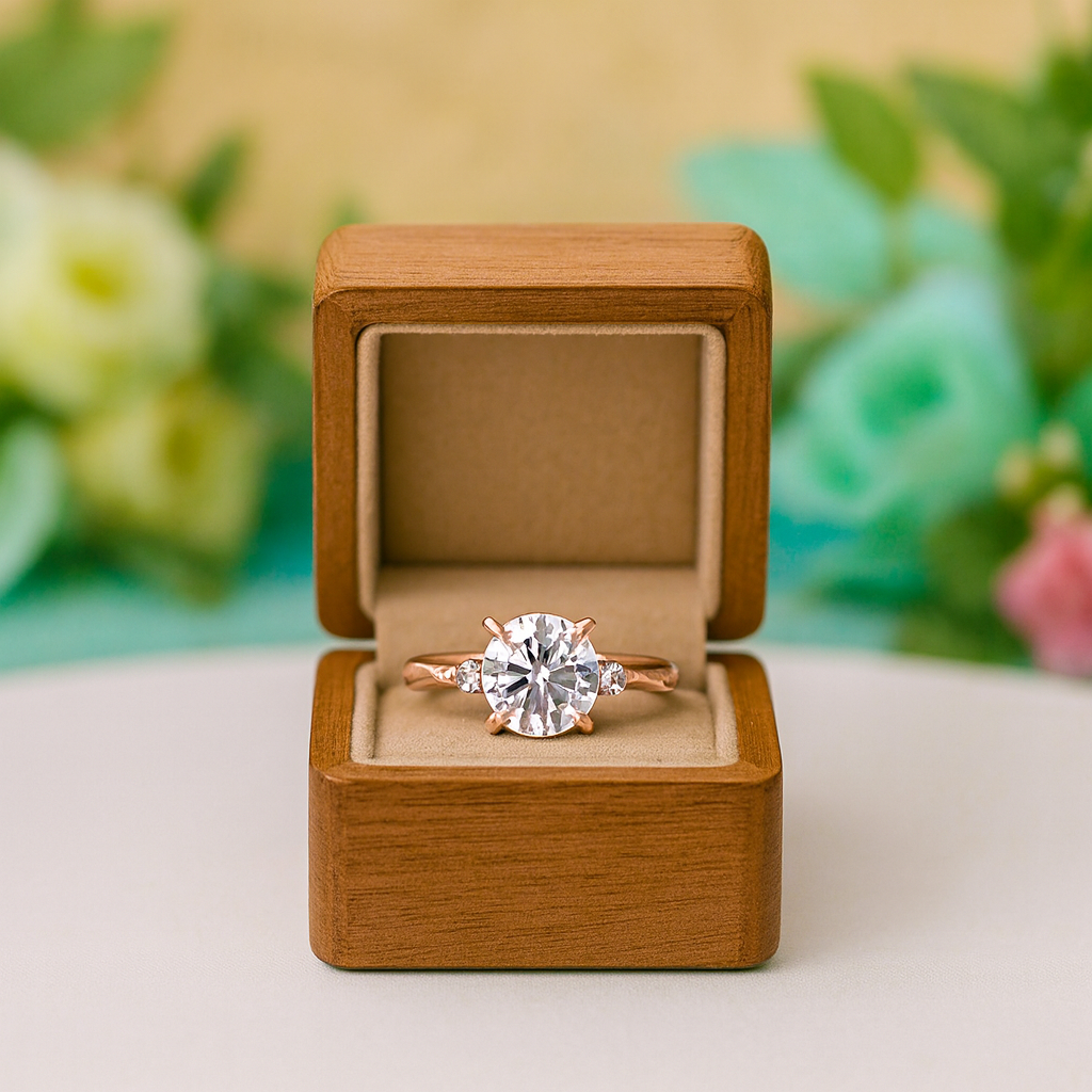Round Cut 1.25ct Three Stone Twist Diamond Engagement Ring