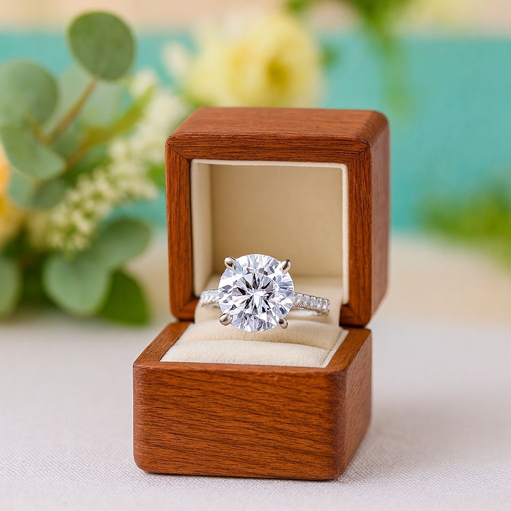 Luxurious 4.0 Ct Round Cut Diamond Birthstone Engagement Ring