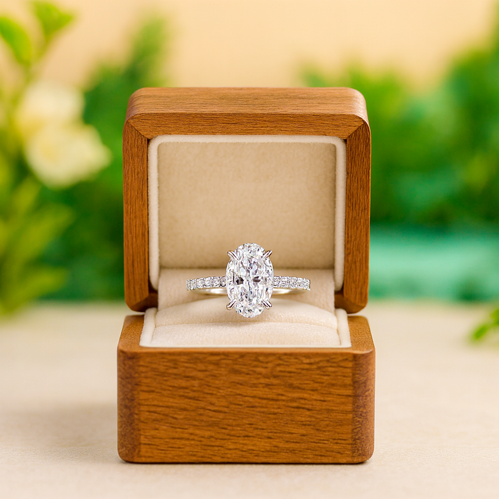 3.5 Ct Oval Cut Diamond Birthstone Engagement Ring