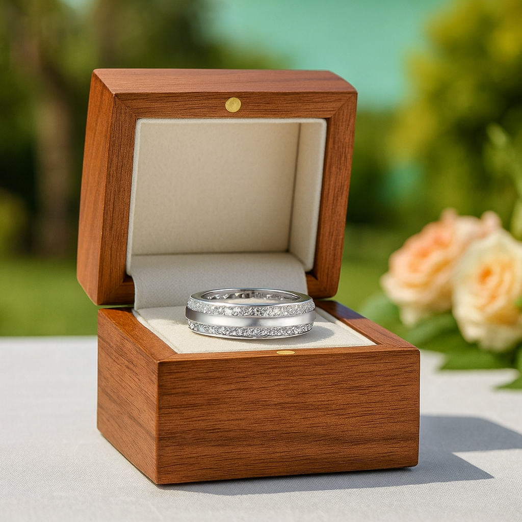 Double Inlay Diamond Wedding Band