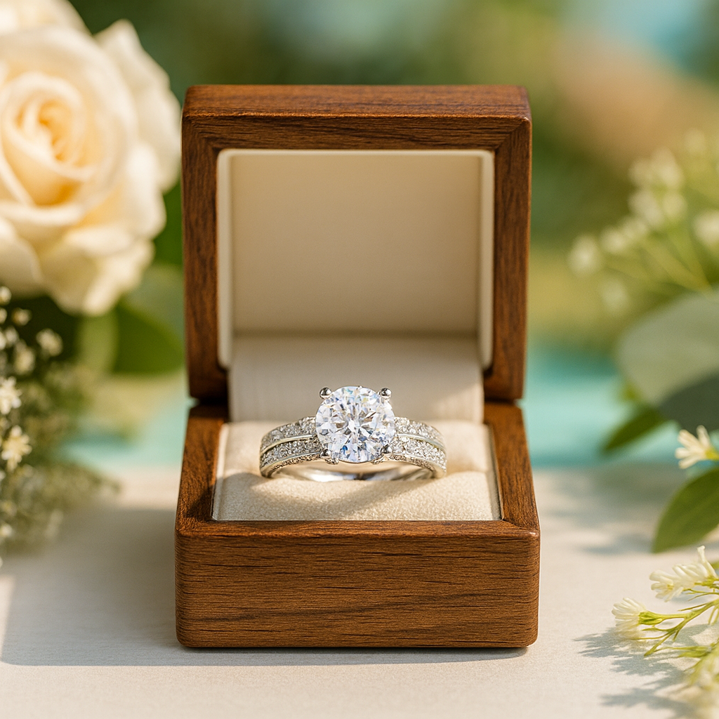 2.0 Ct Round Cut Diamond Birthstone White Gold Engagement Ring