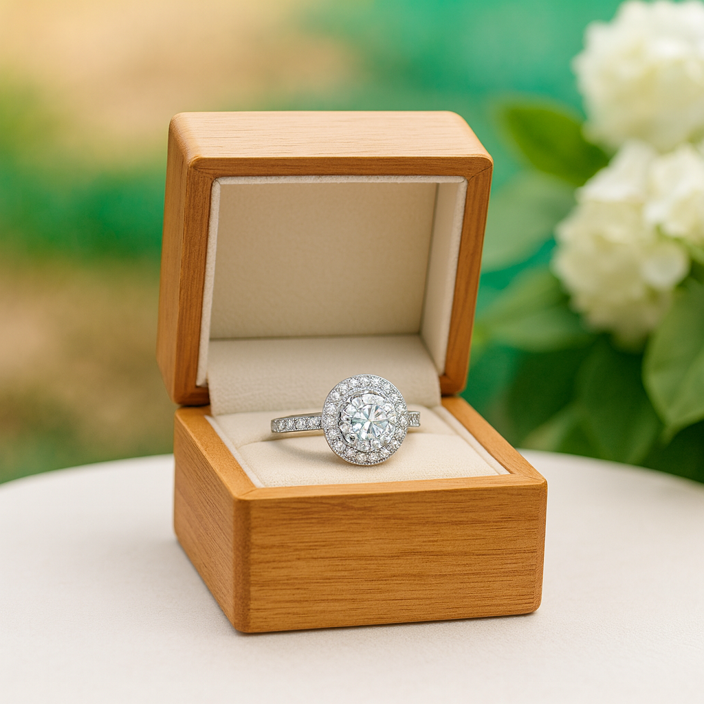2.00 ct Round-cut Diamond Birthstone Halo Ring