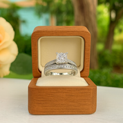 Princess-cut 1.5 ct Diamond Birthstone Wedding Ring Set